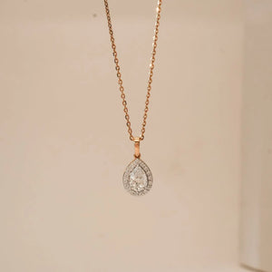 Classic Pear Halo Diamond Pendant