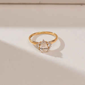 Pear Sunburst Cluster Diamond Ring