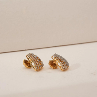 Golden Taper Geometric Diamond Studs
