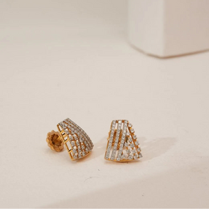 Golden Taper Geometric Diamond Studs