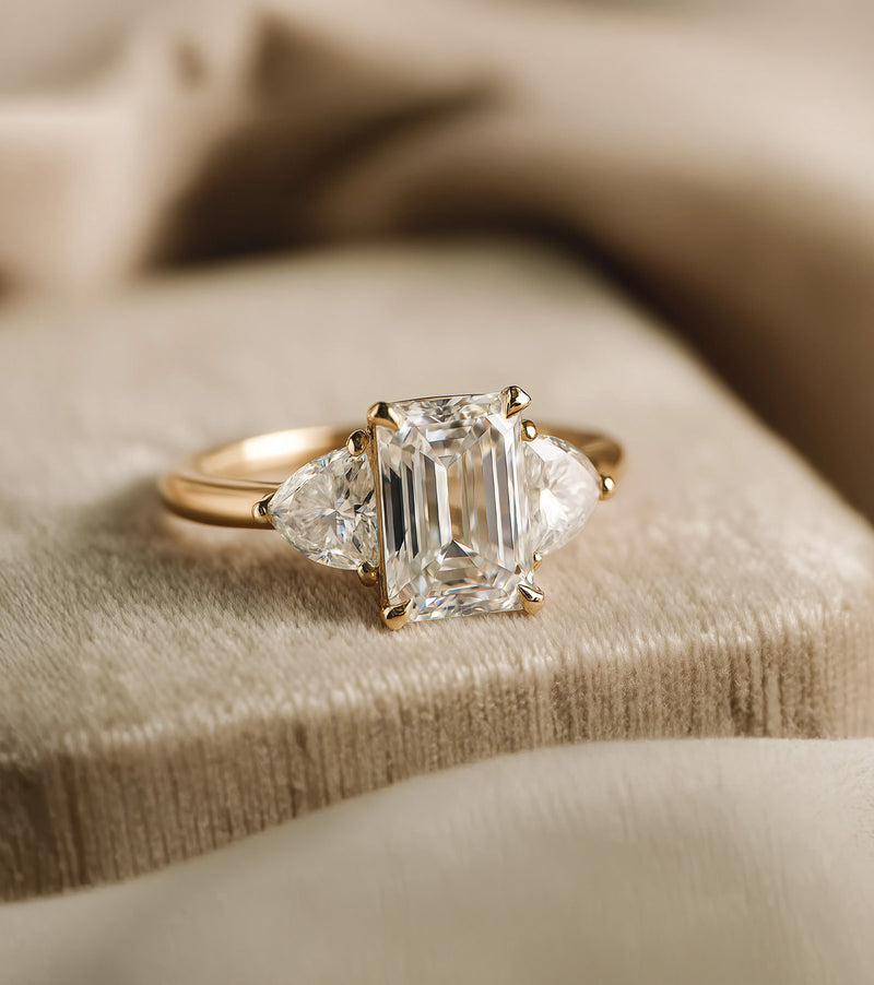 Emerald Cut Lab Grown Diamond Engagement Rings