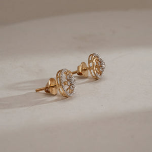 Floral Crest Framed Diamond Studs