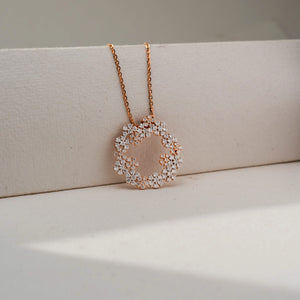 Brilliant Flower Sparkle Circle Pendant