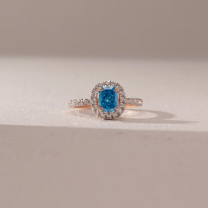 Azure Cushion Halo Diamond Ring