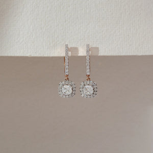 Elegant Halo Drop Spark Diamond Earring