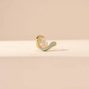 Blue Halo Pear Diamond Ring