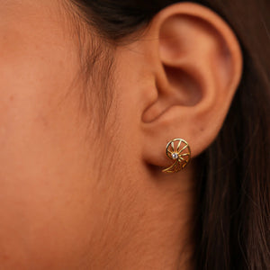 Semi-Swirl Diamond Stud Earrings