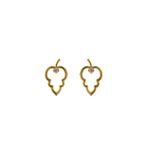 Golden Leaf Diamond Stud Earrings