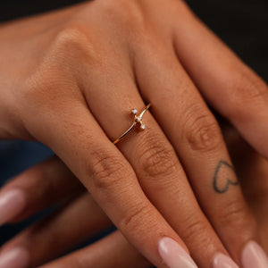 Triple Solitaire Gold Diamond Ring