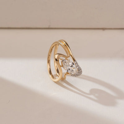 Sculptural Marquise Wave Diamond Ring