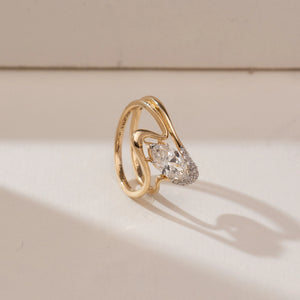 Sculptural Marquise Wave Diamond Ring