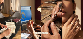 Front view of custom ring design, from sketching and CAD modelling to handcrafting and a finished 14KT gold ring.