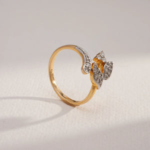 Golden Leaf Cluster Diamond Ring