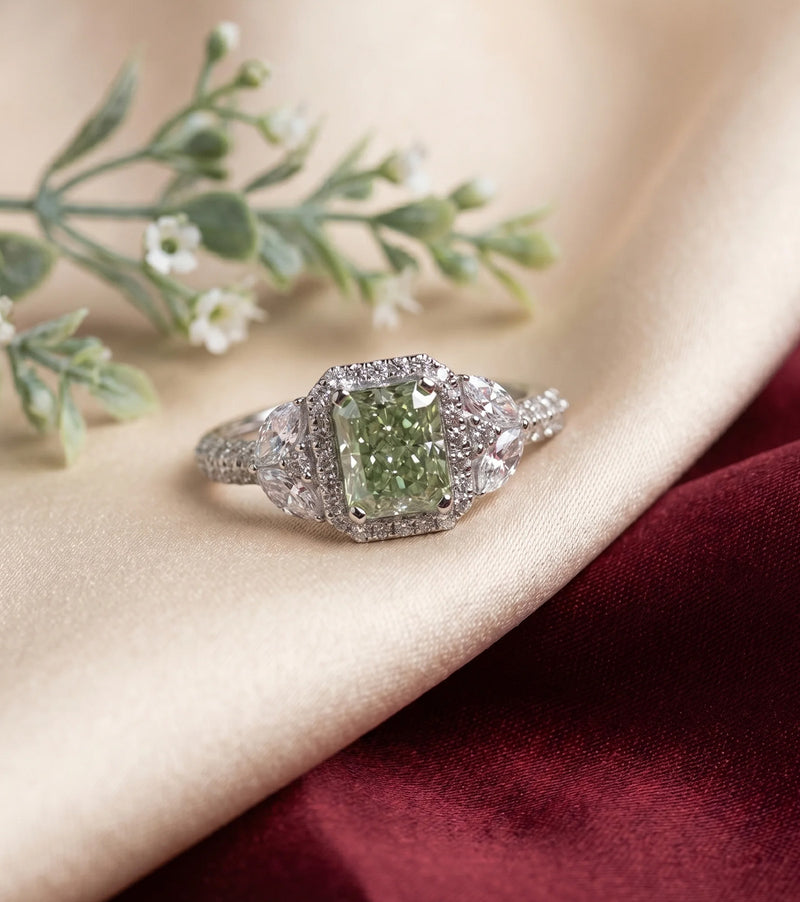 Green Lab Grown Diamond Engagement Rings