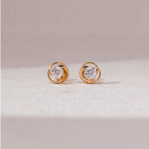 Twisted Gold Swirl Diamond Earring