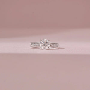 Round Sculpted Diamond Solitaire Ring