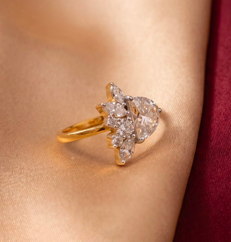 Half Moon Cut Lab Grown Diamond Engagement Ring