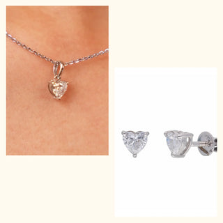 Set of 2|Heart Diamond Jewelry Set | Cupid’s Stud Earrings & Pendant
