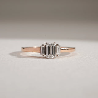 Front view of Triple Marquise Diamond Drop Earrings in 14KT hallmarked rose gold with push-pull closure. Each earring showcases three marquise-shaped diamond clusters in pavé halos, crafted with EF colour, VVS clarity diamonds. Total diamond weight is 1.21 carats, with a product weight of 4.12 grams.