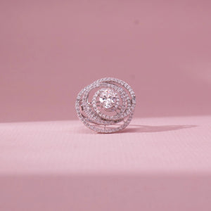 Radiant Spiral Halo Diamond Ring