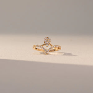Pear Chevron Crown Diamond Ring