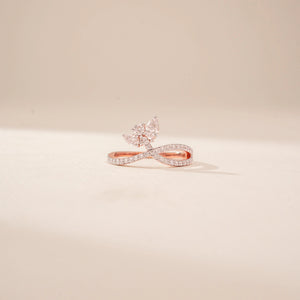 Sculpted Bloom Curve Diamond Ring