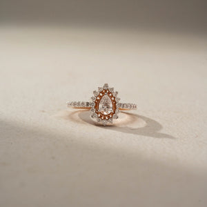 Vintage Halo Pear Diamond Ring