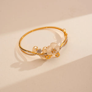 Ornate Pearl Floral Diamond Bracelet