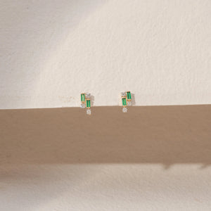 Green Prism Bar Diamond Earring