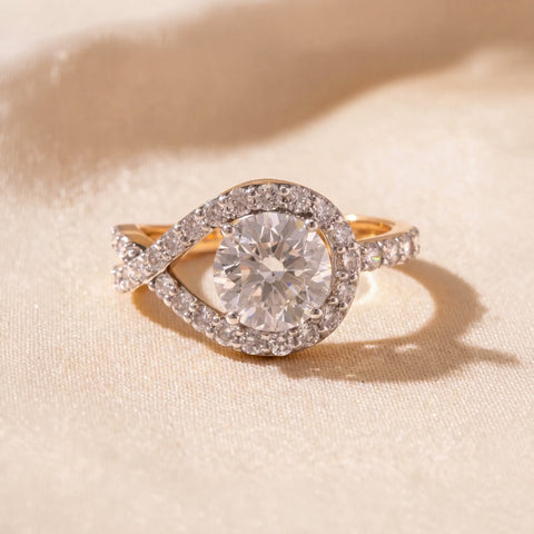Twisted Halo Diamond Engagement Ring