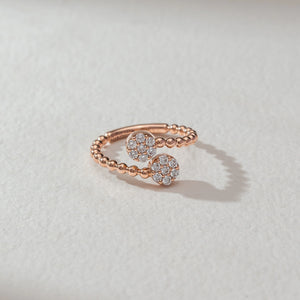 Beaded Halo Twin Diamond Ring