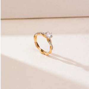 Braided Twisted Solitaire Diamond Ring