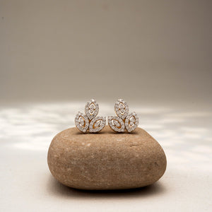 Diamond Leaf Swirl Stud Earring