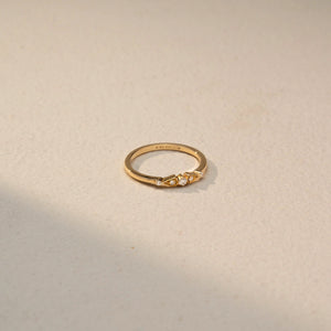Delicate Golden Diamond Wave Ring