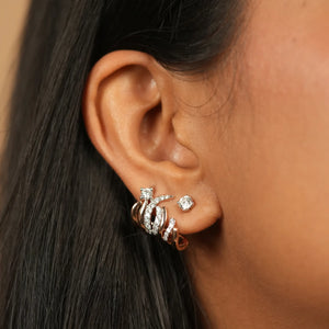 Diamond Encrusted Wave Stud Earrings