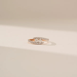 Elegant Crossover Curve Diamond Ring