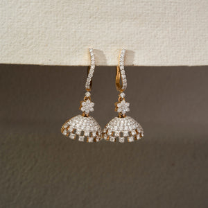 Diamond Peacock Dome Dangling Earring