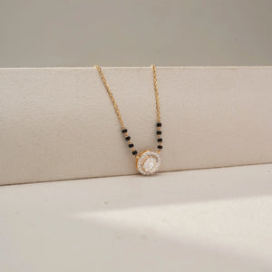 Elegant Diamond Halo Charm Mangalsutra