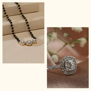 Set of 2|Lab Grown Diamond Jewelry Set | Mangal Sutra & Engagement Ring