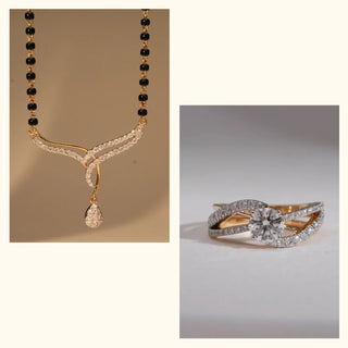 Set of 2|Linear Spark Minimal Lab Grown Diamond Jewelry Set | Mangalsutra & Solitaire Ring