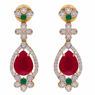 Set of 2|Luxurious Lab Grown Diamond Jewelry Set | Multi-Gem Necklace & Drop Earrings