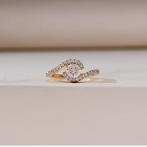 Swirling Wave Solitaire Diamond Ring