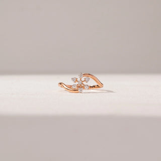 Front view of Floral Embrace Diamond Ring in 14KT Rose Gold, featuring round lab-grown diamonds in a floral cluster.