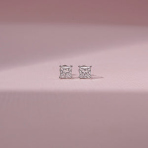 Refined Square Solitaire Diamond Earring