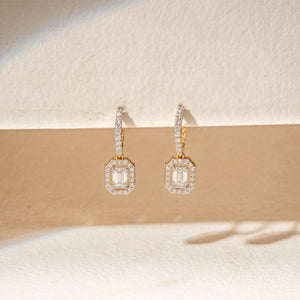 Classic Emerald Halo Diamond Earring