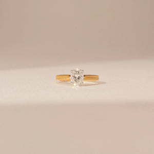 Textured Oval Solitaire Diamond Ring
