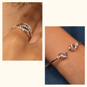 Set of 2|Minimalist Lab Grown Diamond Jewellery Set | Open Ends Bracelet & Loop Ring