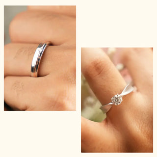 Set of 2|Modern Dual Tone Lab Grown Diamond Jewelry Set | Men’s Ring & Engagement Ring