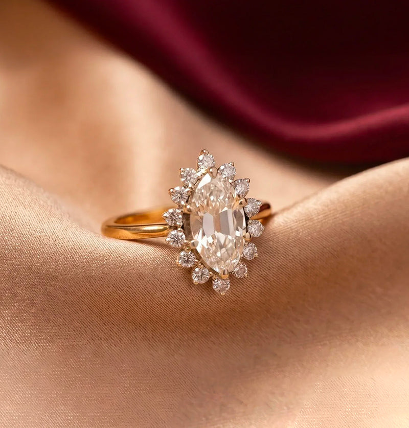 Moval Cut Lab Grown Diamond Engagement Rings