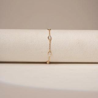 Front view of Luminous Marquise Station Diamond Bracelet in 14KT Yellow Gold, featuring marquise-cut lab-grown diamonds.